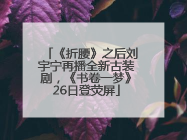 《折腰》之后刘宇宁再播全新古装剧，《书卷一梦》26日登荧屏