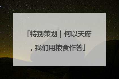 特别策划｜何以天府，我们用粮食作答