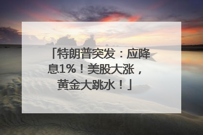 特朗普突发：应降息1%！美股大涨，黄金大跳水！