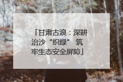 甘肃古浪：深耕治沙“织绿” 筑牢生态安全屏障