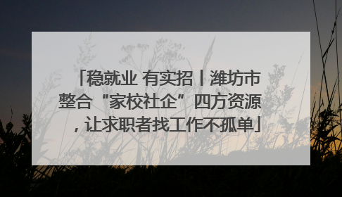 稳就业 有实招丨潍坊市整合“家校社企”四方资源，让求职者找工作不孤单