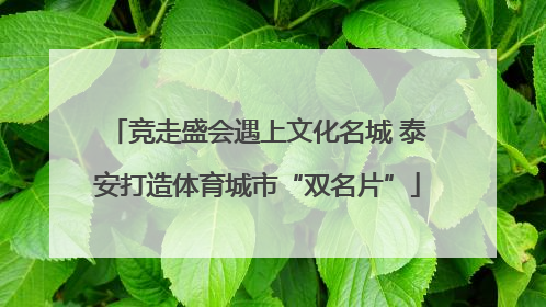 竞走盛会遇上文化名城 泰安打造体育城市“双名片”