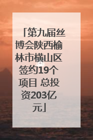 第九届丝博会陕西榆林市横山区签约19个项目 总投资203亿元