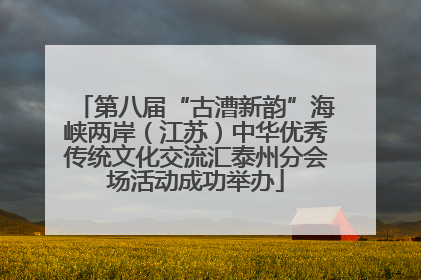 第八届“古漕新韵”海峡两岸（江苏）中华优秀传统文化交流汇泰州分会场活动成功举办