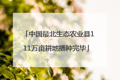 中国最北生态农业县111万亩耕地播种完毕