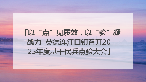 以“点”见质效，以“验”凝战力  英德连江口镇召开2025年度基干民兵点验大会