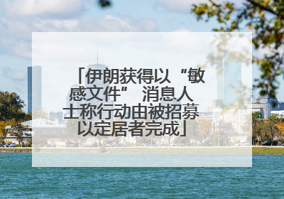伊朗获得以“敏感文件” 消息人士称行动由被招募以定居者完成
