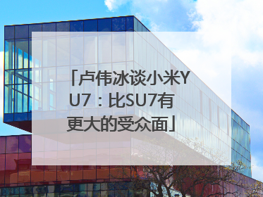 卢伟冰谈小米YU7：比SU7有更大的受众面