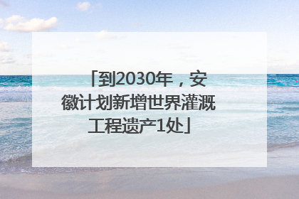 到2030年，安徽计划新增世界灌溉工程遗产1处
