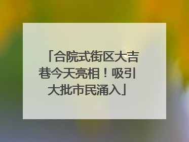 合院式街区大吉巷今天亮相！吸引大批市民涌入