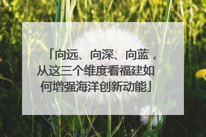 向远、向深、向蓝，从这三个维度看福建如何增强海洋创新动能
