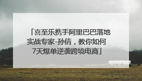 喜至乐携手阿里巴巴落地实战专家-孙倩，教你如何7天爆单逆袭跨境电商