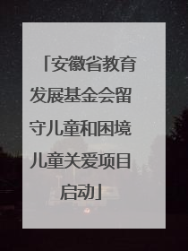 安徽省教育发展基金会留守儿童和困境儿童关爱项目启动