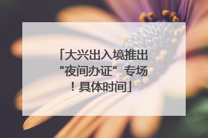 大兴出入境推出“夜间办证”专场！具体时间