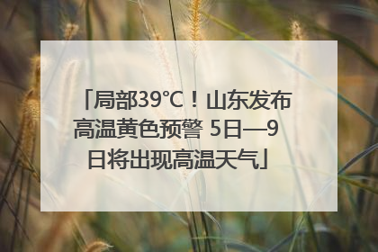 局部39℃！山东发布高温黄色预警 5日—9日将出现高温天气