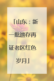 山东：新一批遗存再证老区红色岁月