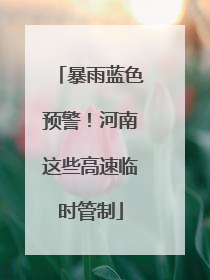 暴雨蓝色预警！河南这些高速临时管制