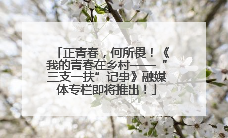 正青春，何所畏！《我的青春在乡村——“三支一扶”记事》融媒体专栏即将推出！