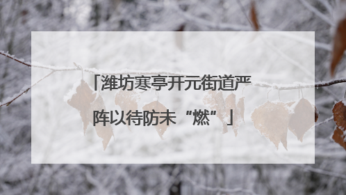 潍坊寒亭开元街道严阵以待防未“燃”