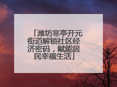 潍坊寒亭开元街道解锁社区经济密码，赋能居民幸福生活