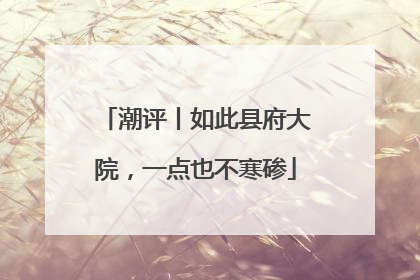 潮评丨如此县府大院，一点也不寒碜