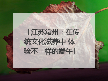 江苏常州：在传统文化滋养中 体验不一样的端午