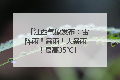江西气象发布：雷阵雨！暴雨！大暴雨！最高35℃