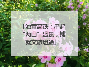 池黄高铁：串起“两山”盛景，铺就文旅坦途