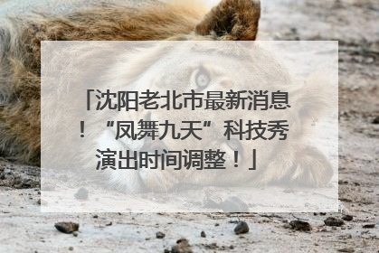 沈阳老北市最新消息！“凤舞九天”科技秀演出时间调整！