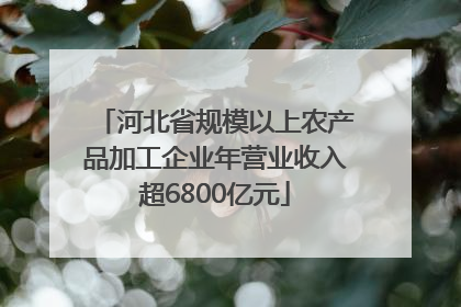 河北省规模以上农产品加工企业年营业收入超6800亿元
