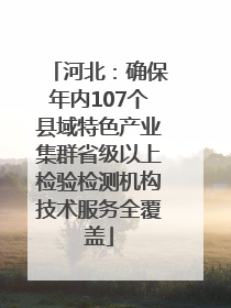 河北：确保年内107个县域特色产业集群省级以上检验检测机构技术服务全覆盖