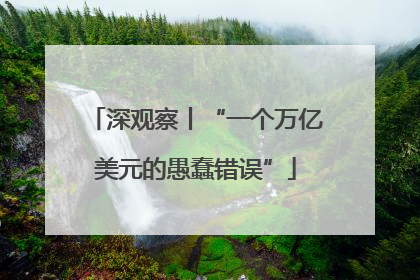 深观察丨“一个万亿美元的愚蠢错误”