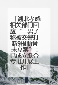 湖北孝感相关部门回应“一男子称被交警打断9根肋骨未立案”：已成立联合专班开展工作