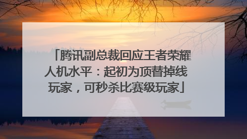 腾讯副总裁回应王者荣耀人机水平：起初为顶替掉线玩家，可秒杀比赛级玩家