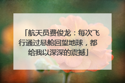 航天员费俊龙：每次飞行通过悬舱回望地球，都给我以深深的震撼