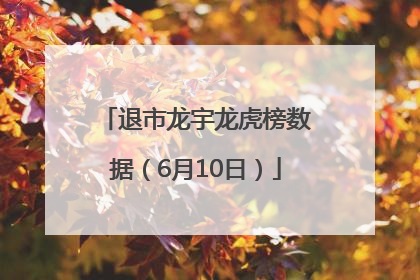 退市龙宇龙虎榜数据（6月10日）
