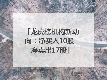 龙虎榜机构新动向：净买入10股 净卖出17股