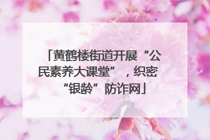 黄鹤楼街道开展“公民素养大课堂”，织密“银龄”防诈网